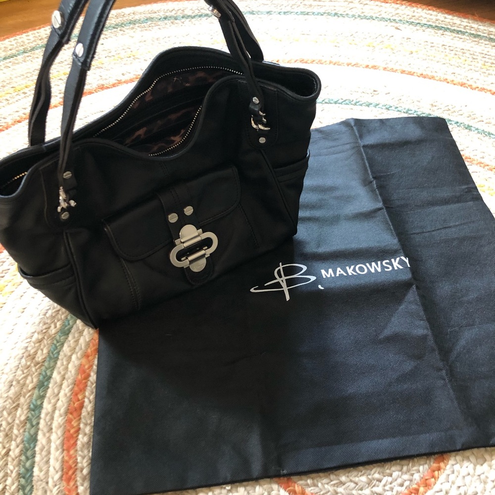 B. Makowsky Black Chain Linked Handbag